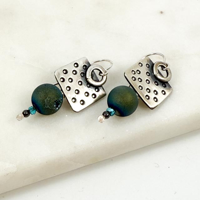 Chased Pyrite Earrings