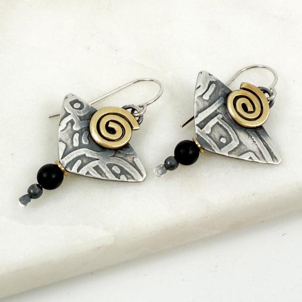Etched Onyx Earrings