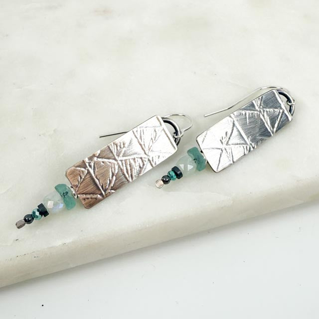 Etched Moonstone and Ancient Roman Glass Earrings