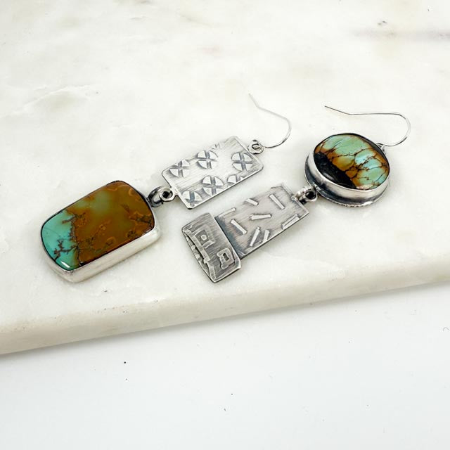 Hubei Turquoise Asymmetrical Earrings