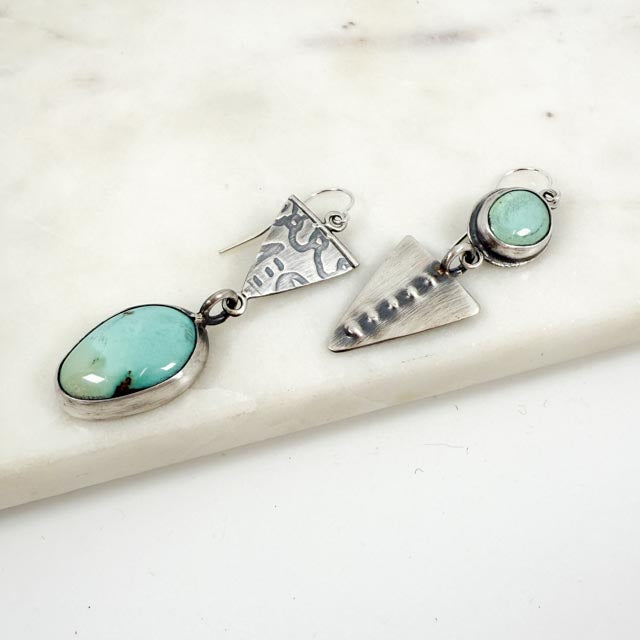 Hubei Turquoise Asymmetrical Earrings