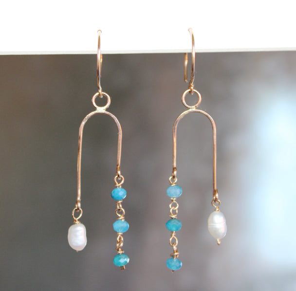 Blue Jade and Apatite Balance Drop Earrings