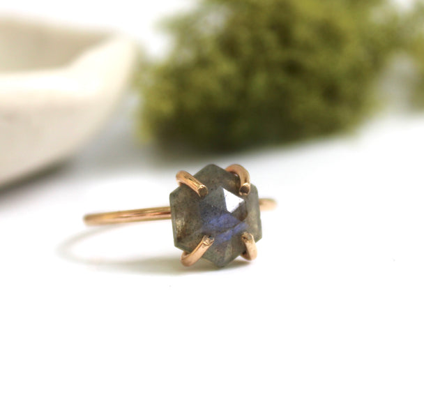 Prong Set Labradorite Ring