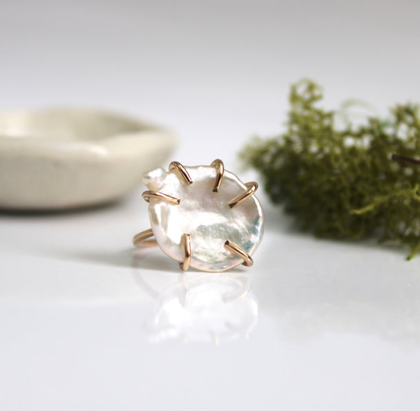 Freshwater Coin Pearl Ring