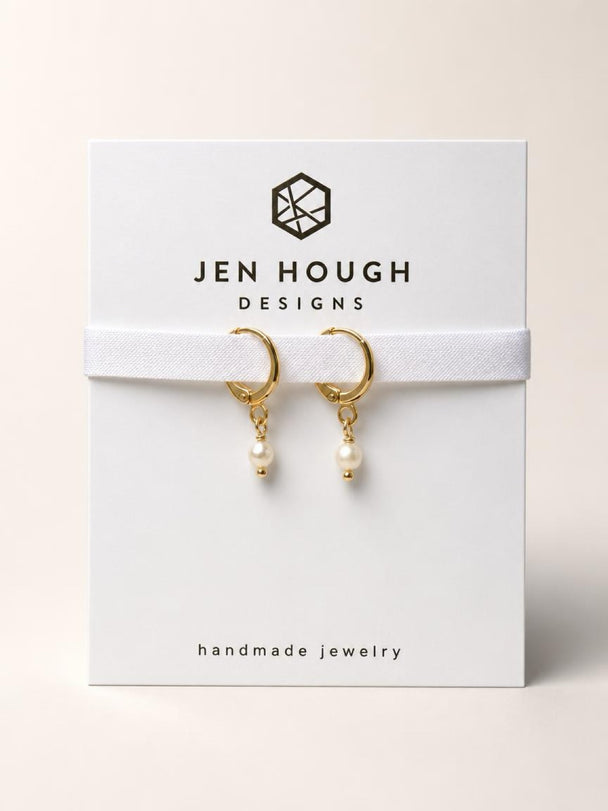 14K Gold Fill Freshwater Pearl Huggie Earrings