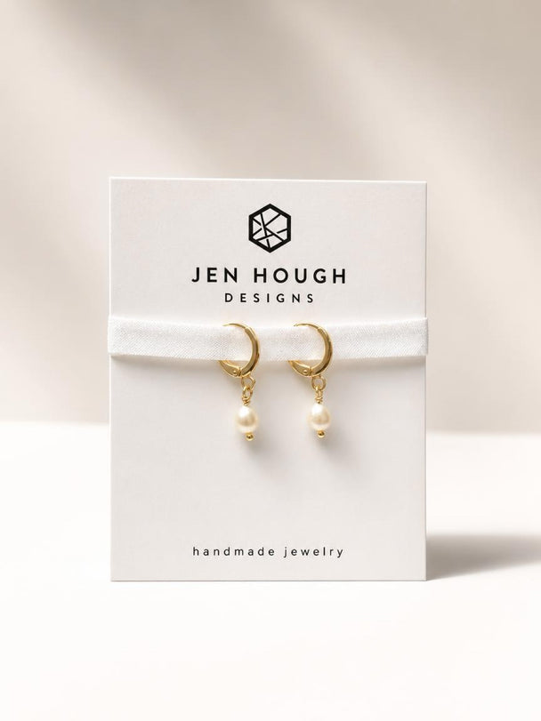 14K Gold Fill Freshwater Pearl Huggie Earrings