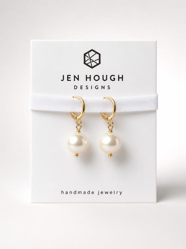 14K Gold Fill Freshwater Pearl Huggie Earrings