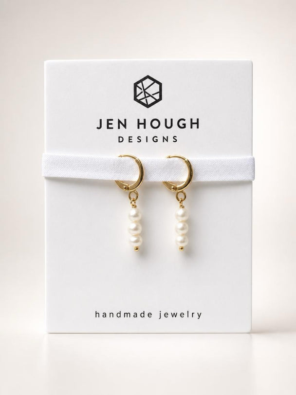 14K Gold Fill Freshwater Pearl Huggie Earrings