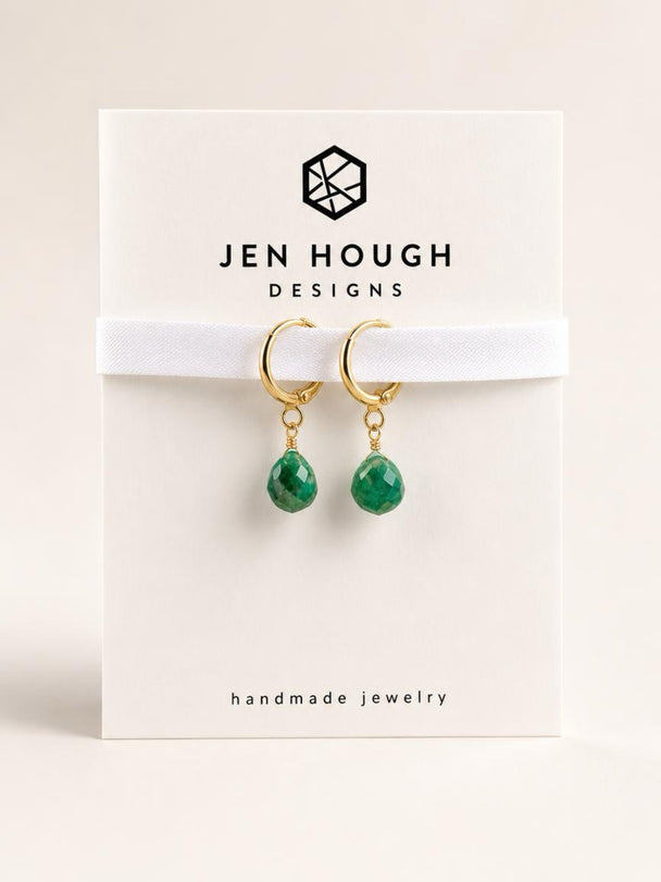 14K Gold Fill Emerald Huggies