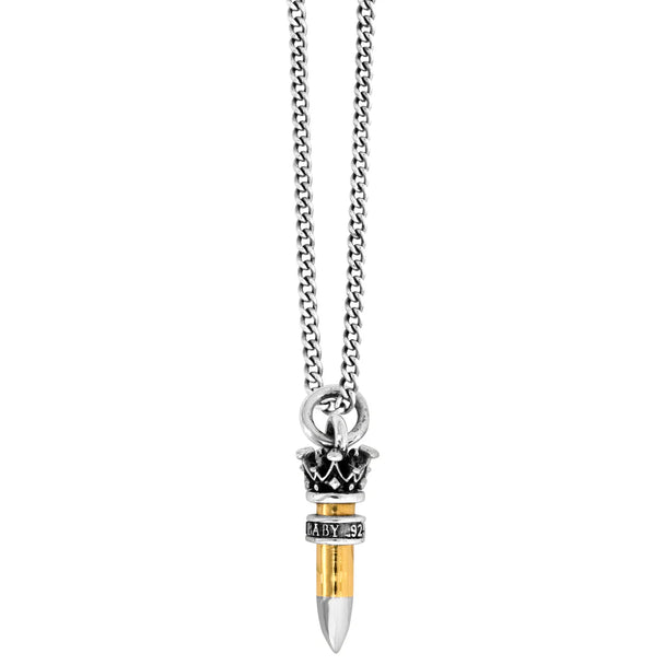 22 Caliber Bullet with Silver Ring Pendant Necklace