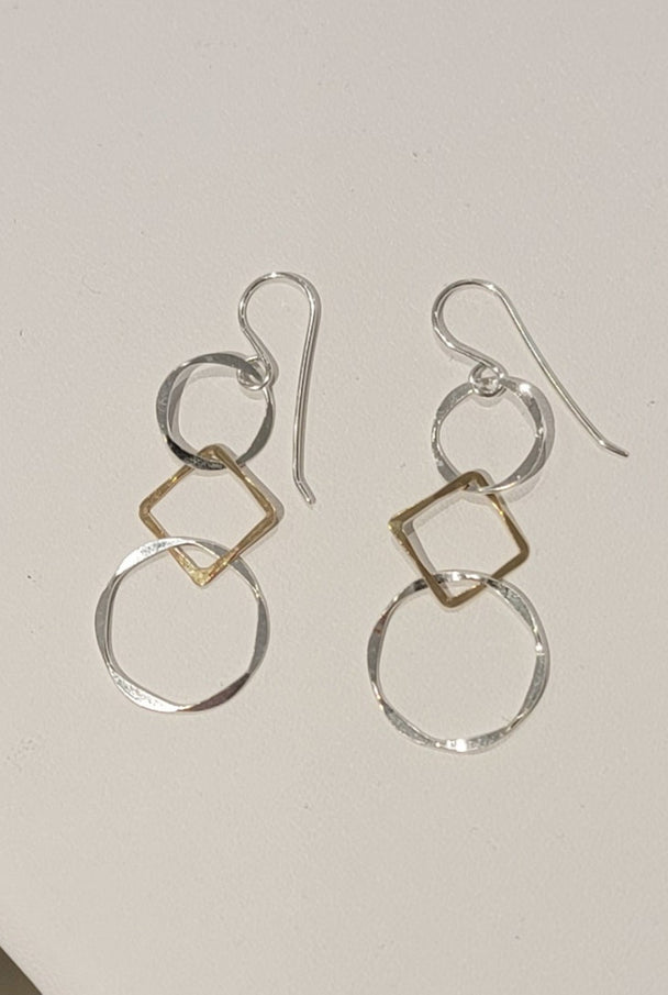 Three Piece Mixed Metal Earrings