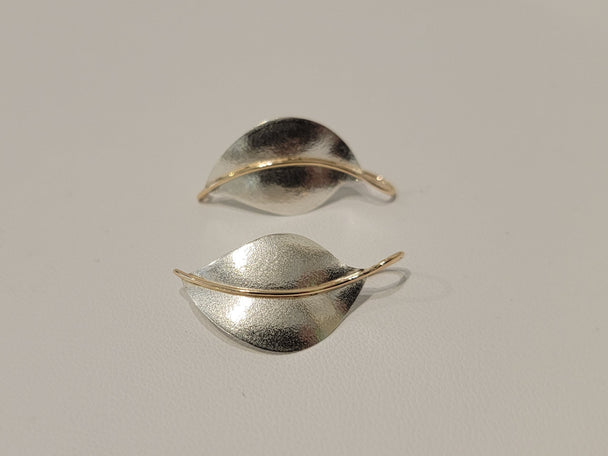 Silver and Gold Mix Leaf Threader Earring