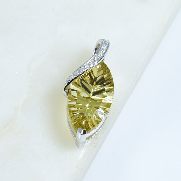 Lime Quartz and Diamond Pendant