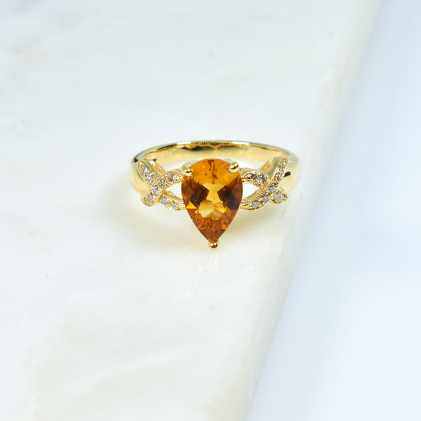 Citrine and Diamond Ring