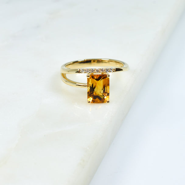 Citrine and Diamond Ring