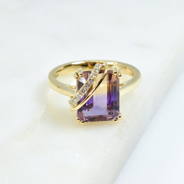 Ametrine and Diamond Ring