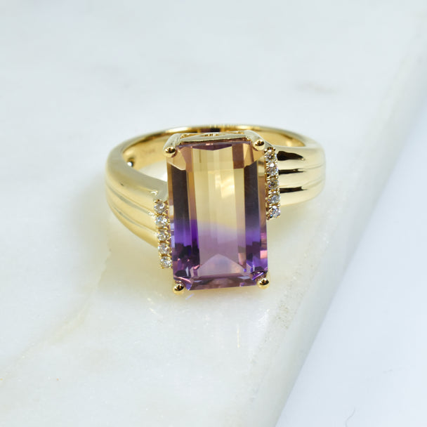Ametrine and Diamond Ring