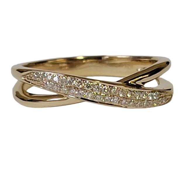 Diamond Crossover Split Band Ring