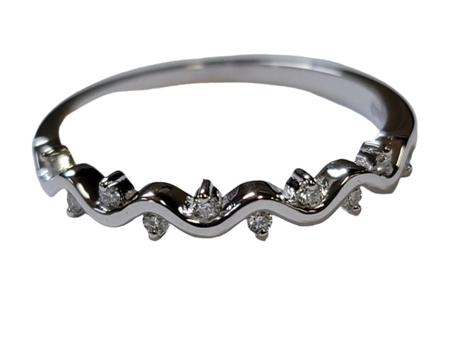 Squiggle Band with Diamonds Offset Ring