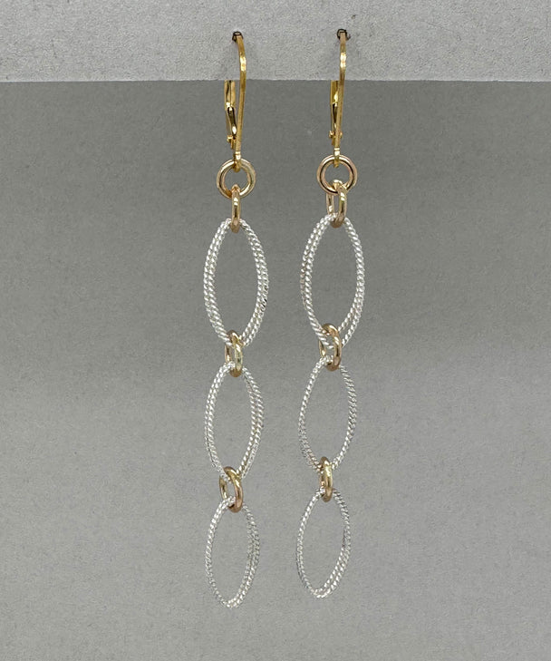 Twisted Silver and Gold Fill Drop Earrings