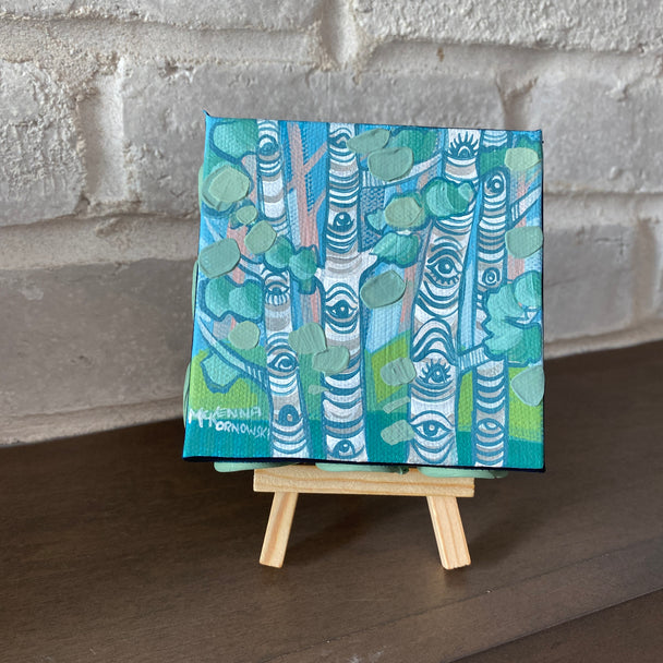 Four Birch Trees in Blue