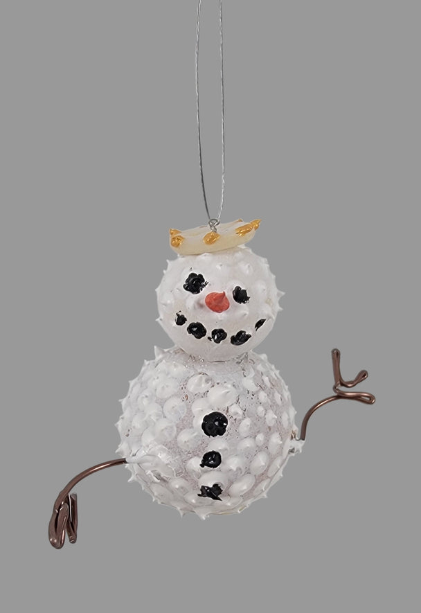 Hand painted snowman angel ornament