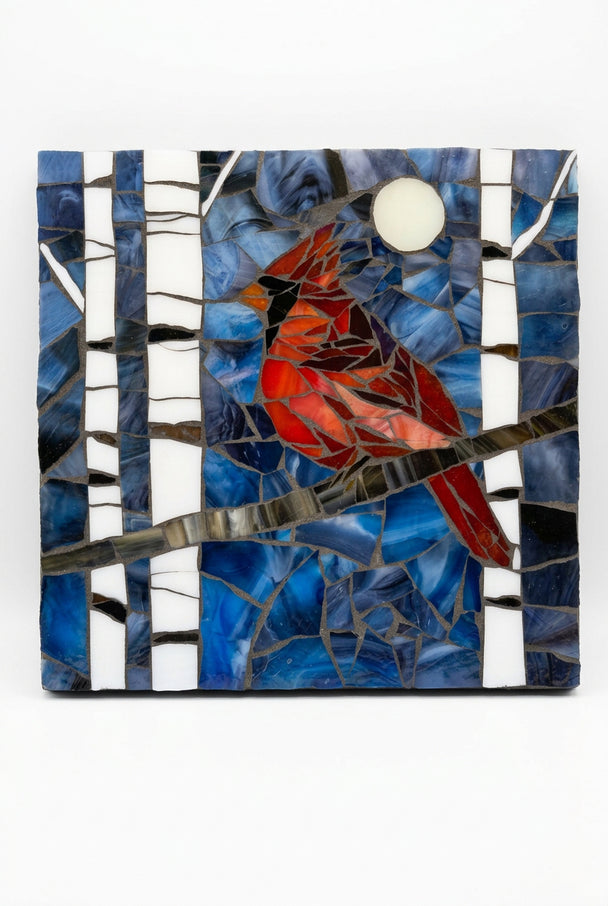 Moon Light Cardinal Mosaic Wall Art