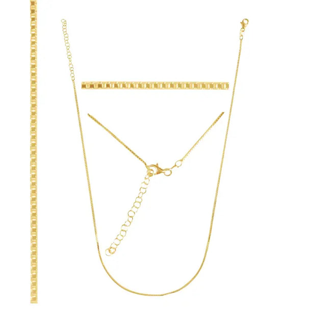 18" 18k Gold Plate Box Chain with 2" Extension