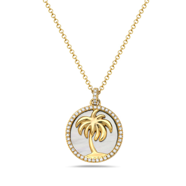 Mother of Pearl Palm Tree Necklace