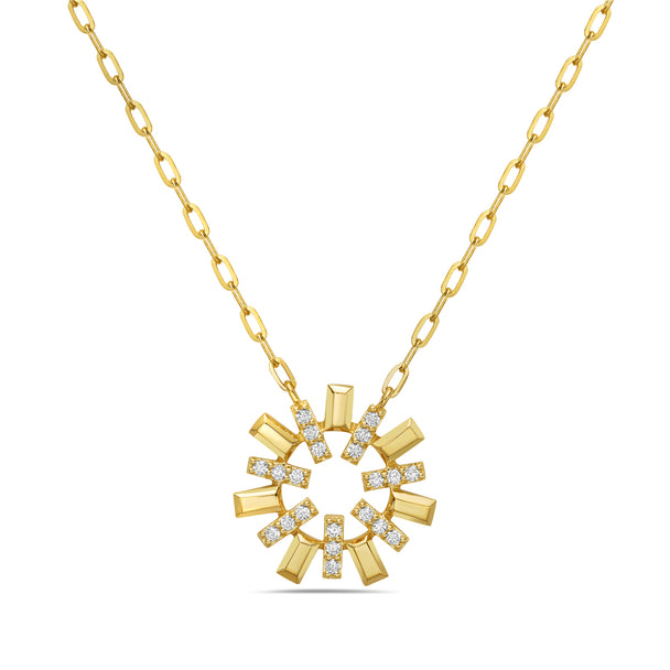 Radiating Gold and Diamond Bars Necklace
