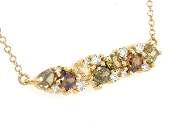 Natural Fancy Color and White Diamond Mix Bar Necklace