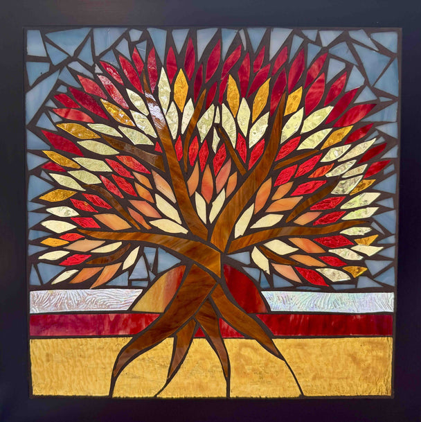 Fall Tree of Life Mosaic Window