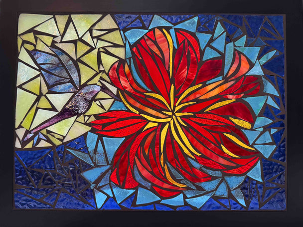 Hummingbird's Nectar Mosaic Window