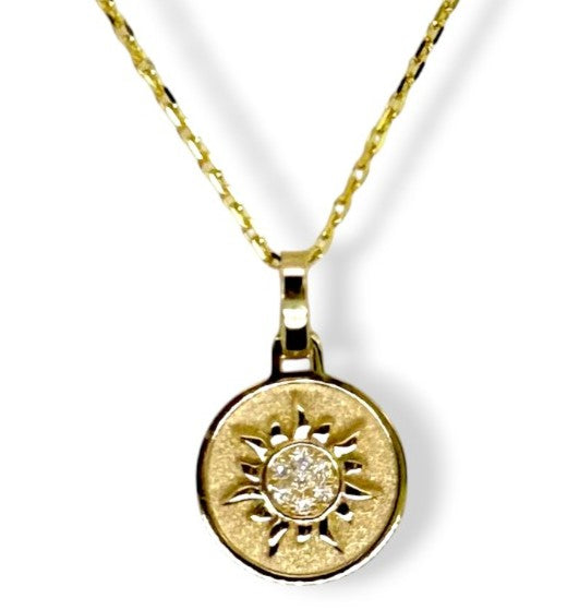 Happy Satin Sunburst Pendant Necklace
