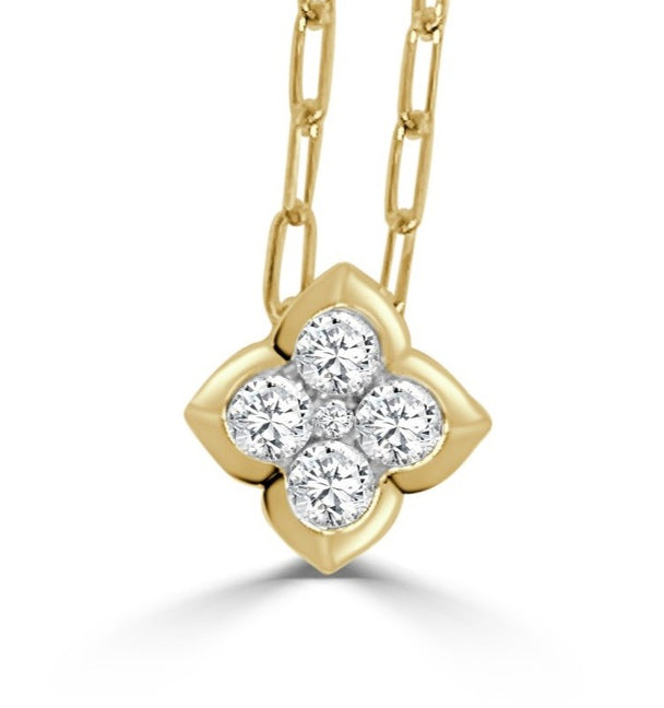 Jolie Diamond Fleur Pendant Necklace