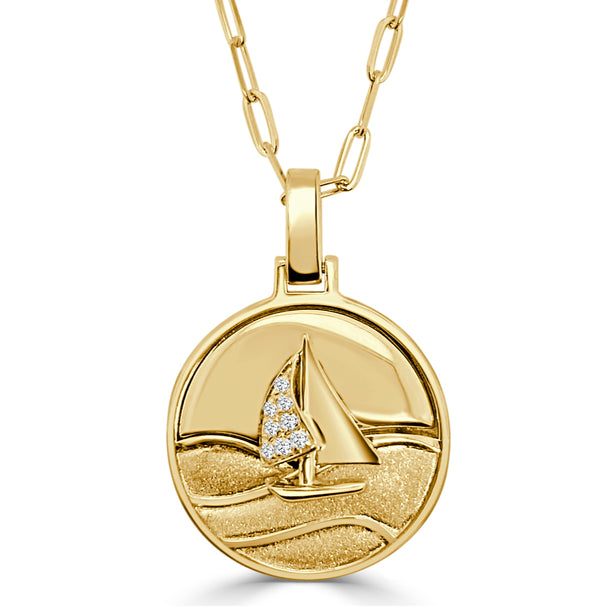 Happy Sailboat Satin Finish Necklace