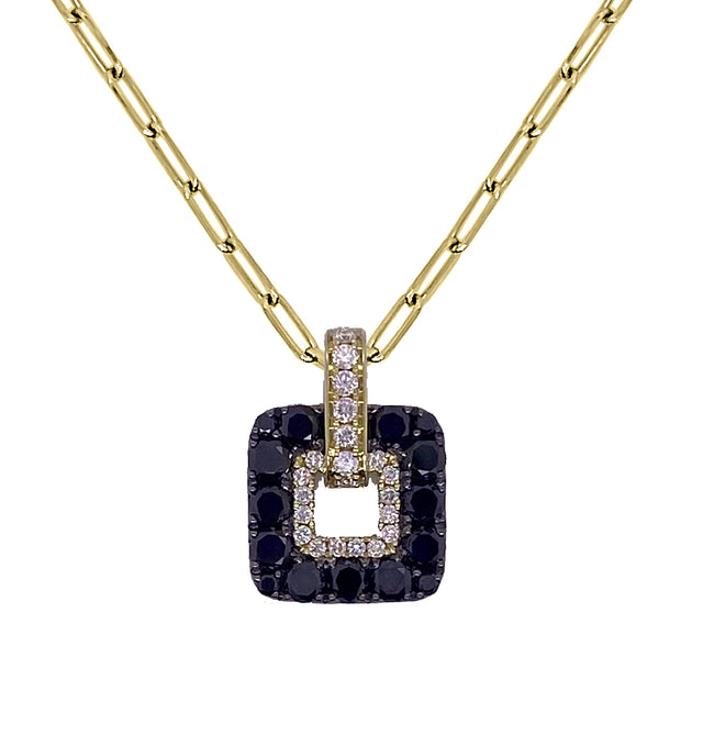 Black and White Diamond Nebula Cushion Necklace