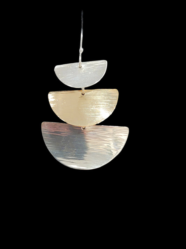 Stacked Half Circle Mixed Metal Earrings