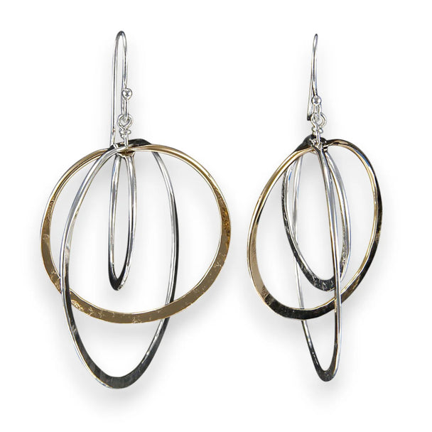 Tiny Triple Revolution Mixed Metal Earrings