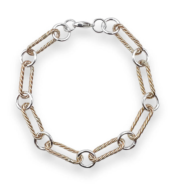 Light Paperclip Chain Mixed Metal Bracelet
