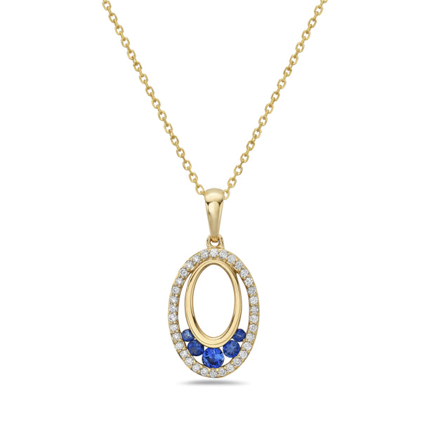 Sapphire and Diamond Oval Shaped Necklace