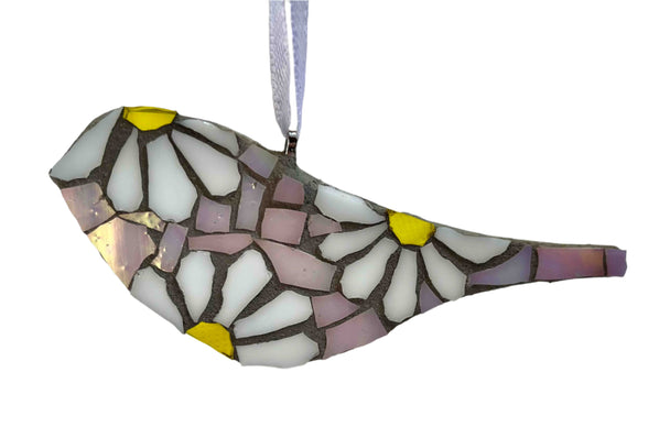 Pink Daisy Bird Ornament