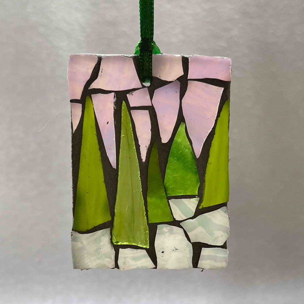 Pink Sky Green Tree Ornament