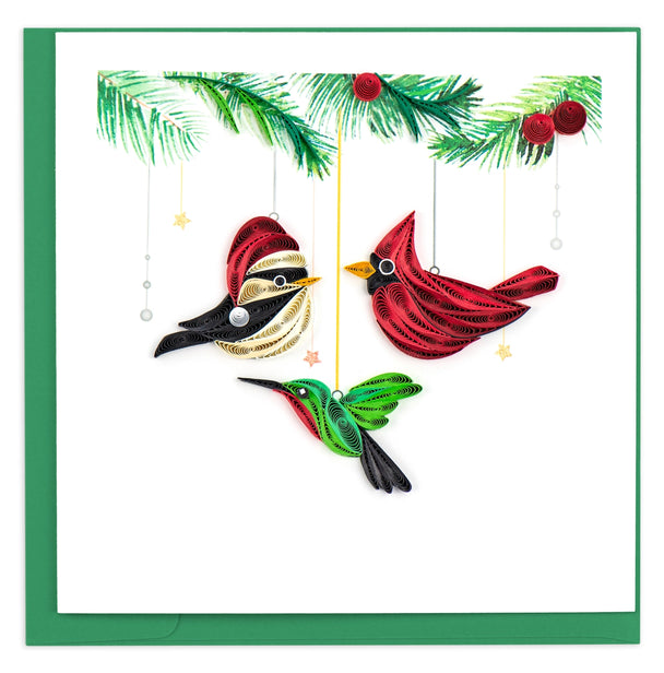 Pre-Order Quilled Holiday Bird Ornaments Card