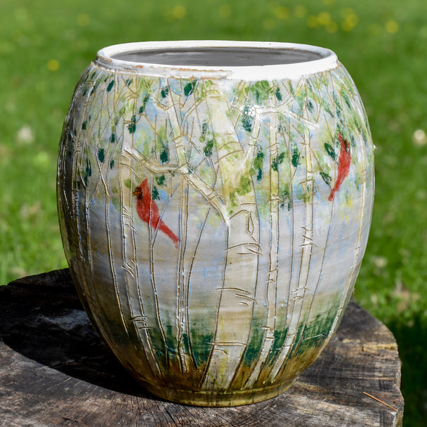 Cardinal Birch Vase
