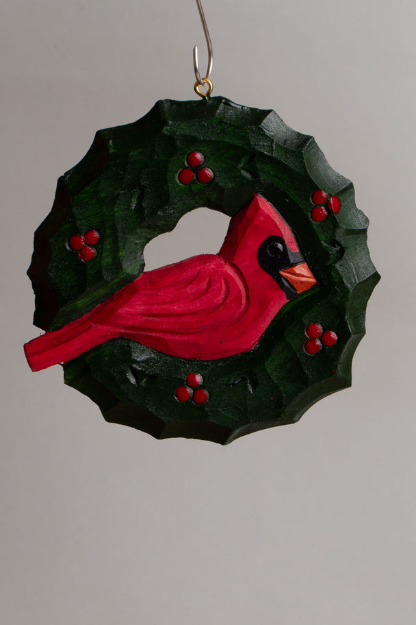 Green Wreath with Bird Ornament