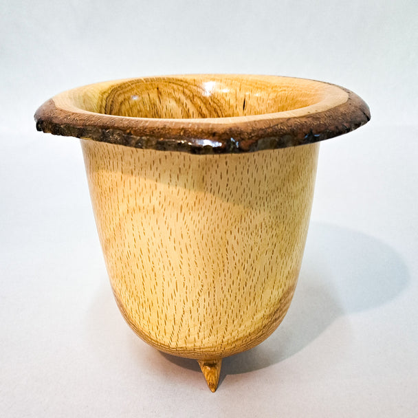 Red Oak Live Edge Vase with Sculpted Feet