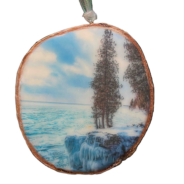 Door County Ornament: Cave Point in Winter