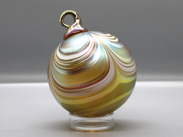 Dark Gold and White Ribbon Ornaments