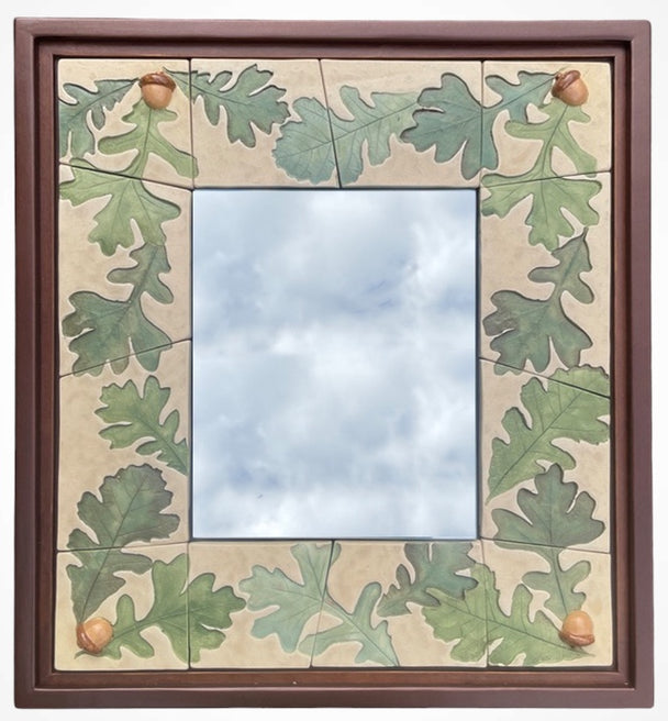 Oak Leaves On A Light Background Mirror